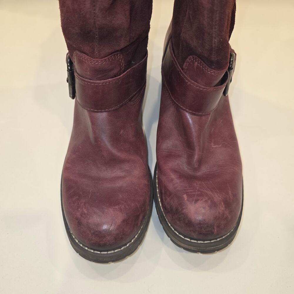 Clarks Majorca Isla mid calf leather slouch, zip burgundy boots sz 9.5 - Picture 6 of 11